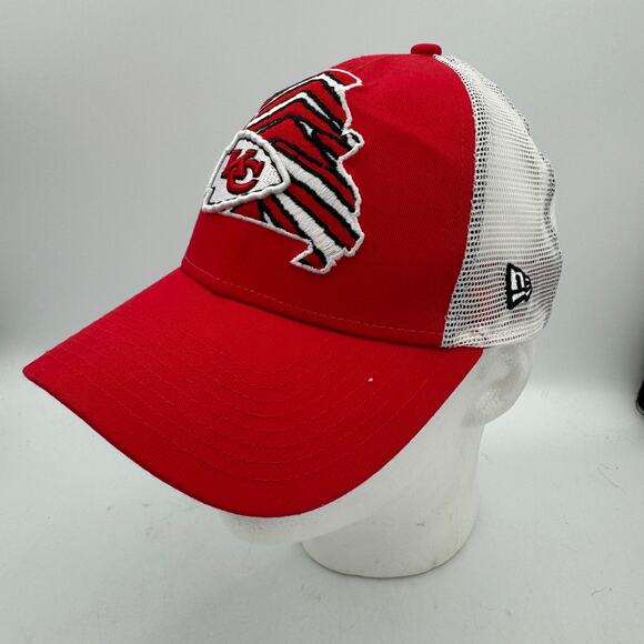 New Era Kansas City Chiefs Mesh Snapback Hat Red White 9FORTY NFL Trucker Cap - Picture 2 of 12